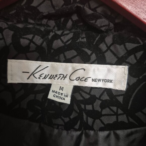 Kenneth Cole Black Velvet Floral Winter Puffer Vest - Picture 4 of 6